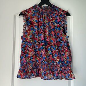 J.Crew size 10 Women’s Multicolor Sleeveless Ruffle Top